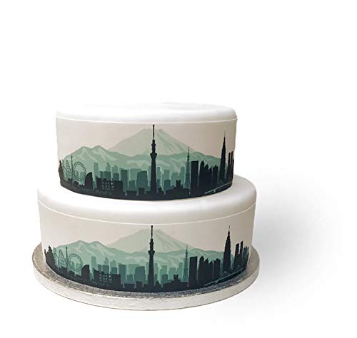 Top That Essbare Dekorfolie Japan Tokyo Skyline Silhouette Stadt Bordüre Band – perfekt zum Dekorieren Ihrer Kuchen – einfach zu verwenden von Top That