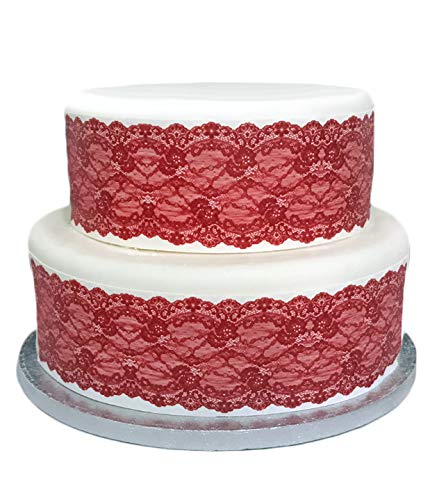 Top That Edible Decor Schleifenband mit Spitzeneffekt, A4-Dekor-Zuckerguss, 28 cm x 6–7 cm, vollständig essbar, für Erwachsene von Top That