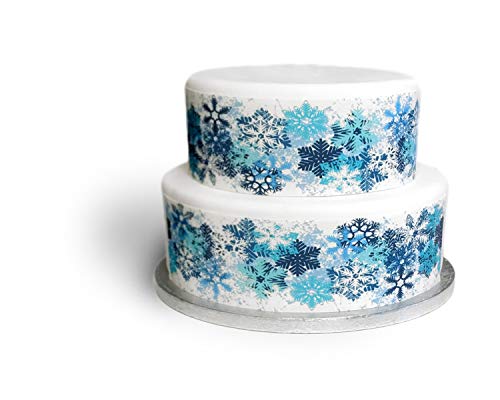 Top That Essbares Deko-Blatt mit Schneeflocken-Motiv, Bordüre – perfekt für größere Kuchen – einfach zu verwenden von Top That