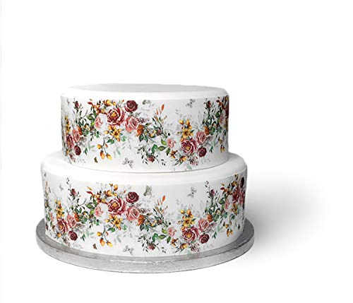 Top That Essbares Deko-Blech, wunderschönes Vintage-Rosen-Bordüre, perfekt zum Dekorieren Ihrer Kuchen, einfach zu verwenden von Top That