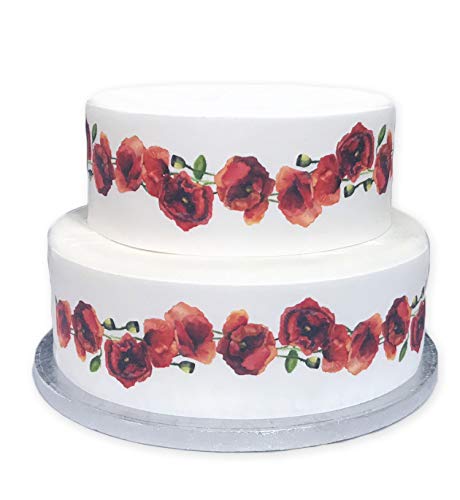 Top That Essbares Dekor-Blatt mit rotem Mohnblumen-Band, ideal zum Dekorieren Ihrer Kuchen, einfach zu verwenden Top That Essbares Dekor-Blatt mit rotem Mohnblumen-Band, ideal zum Dekorieren Ihrer Kuchen, einfach zu verwenden von Top That