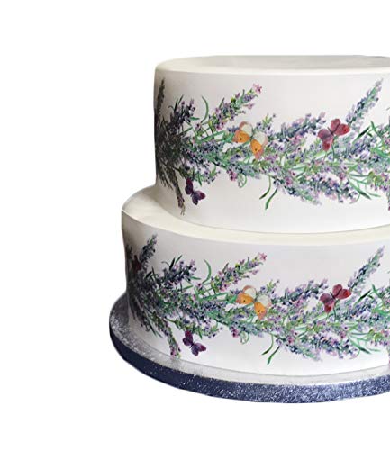 Top That Essbares Dekor-Zuckerguss-Blatt, Lavendelblüte und Schmetterling, ideal zum Dekorieren Ihrer Kuchen, einfach zu verwenden von Top That