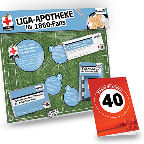 TOP-SELLER: 40. Geburtstag | Bundesliga Notfall-Set | Die LIGApotheke | 42 VEREINE | Schmerzmittel zum Überraschen + Lachen + Trösten für 1860-Fans von TOP-SELLER: