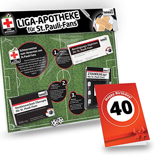 TOP-SELLER: 40. Geburtstag | Bundesliga Notfall-Set | Die LIGApotheke | 42 VEREINE | Schmerzmittel zum Überraschen + Lachen + Trösten für ST. Pauli-Fans von TOP-SELLER: