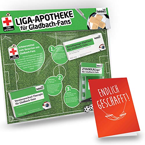 TOP-SELLER: zum Ruhestand | Witziges Geschenk für Kollege | Bundesliga Notfall-Set | 42 VEREINE | Überraschen + Lachen + Spaß |Die LIGApotheke für Gladbach-Fans von TOP-SELLER: