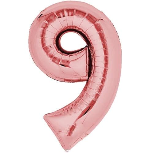TOP TEN Folienballon 80cm Rosegold Zahlenballon, Luftballon, Geburtstag, Zahl für Helium und Luftfüllung geeignet (Zahl: 9) von TOP TEN