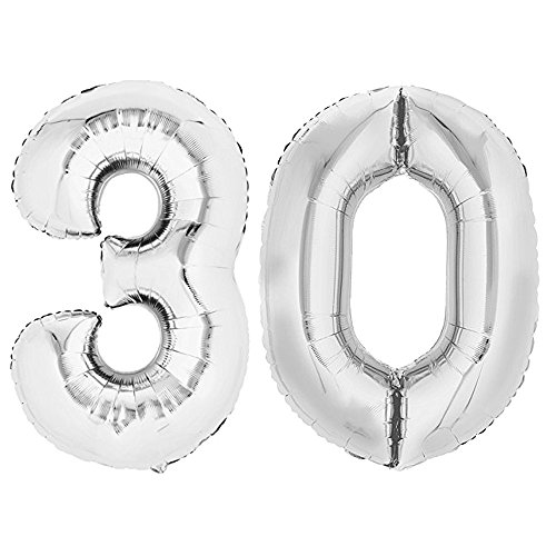 TOP TEN XXL Folienballon 80 cm Silber 30 Zahlenballon, Luftballon, Geburtstag, Heliumballon TOP TEN XXL Folienballon 80 cm Silber 30 Zahlenballon, Luftballon, Geburtstag, Heliumballon von TOP TEN