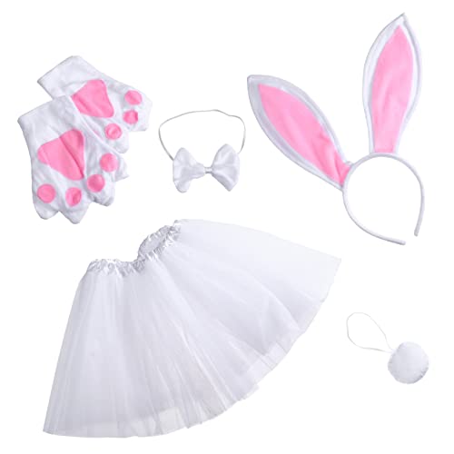 TOPBATHY 1 Satz Osterhasen Kostüm Zubehör für Ohrenband Fliege Tutu Rock Bühnenaufführung Osterfeier Dekoration Weiß TOPBATHY 1 Satz Osterhasen Kostüm Zubehör für Ohrenband Fliege Tutu Rock Bühnenaufführung Osterfeier Dekoration Weiß von TOPBATHY