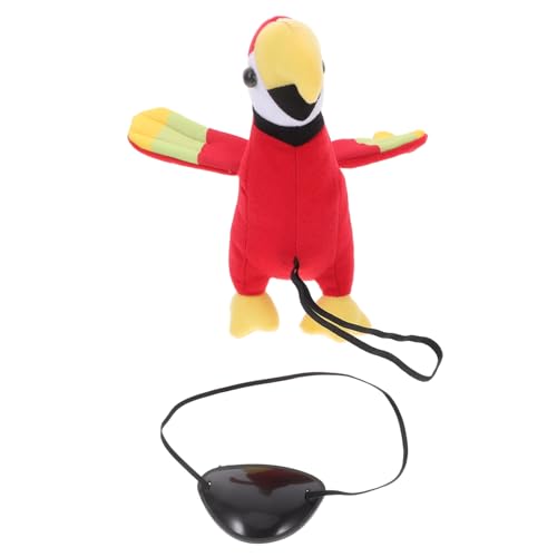 TOPBATHY 1 Satz Piratenpapagei Augenklappe Papageienfiguren Papageienkostüm Piraten-Requisiten Papagei Papagei Auf Der Schulter Schulterpapagei Ausgestopftes Vogelmodell Plüsch von TOPBATHY