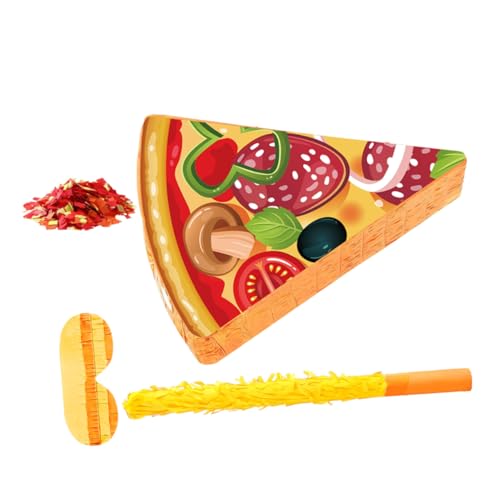 TOPBATHY 1 Satz Pizza Piñata mit Stock Augenbinde und Konfetti Lustige Essens Themen Dekoration für Kindergeburtstagsfeiern Shower und Cinco De Mayo Spiele von TOPBATHY