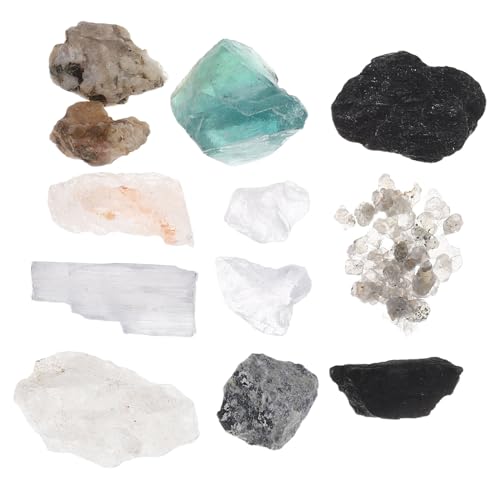TOPBATHY 1 Schachtel Mineralienset Teilig mit Quarz Glimmer Fluorit Mineralproben Bildungsset für Schulunterricht Inklusive Tragbarer Aufbewahrungsbox von TOPBATHY