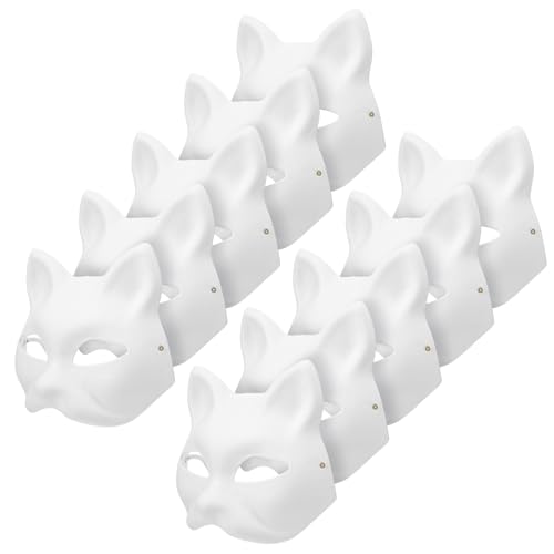 TOPBATHY 10 Stück Bemalbare Masken, Diy Weiße Katzengesichtsmasken aus Papierzellstoff, Maskenparty-requisiten, Cosplay-zubehör TOPBATHY 10 Stück Bemalbare Masken, Diy Weiße Katzengesichtsmasken aus Papierzellstoff, Maskenparty-requisiten, Cosplay-zubehör von TOPBATHY