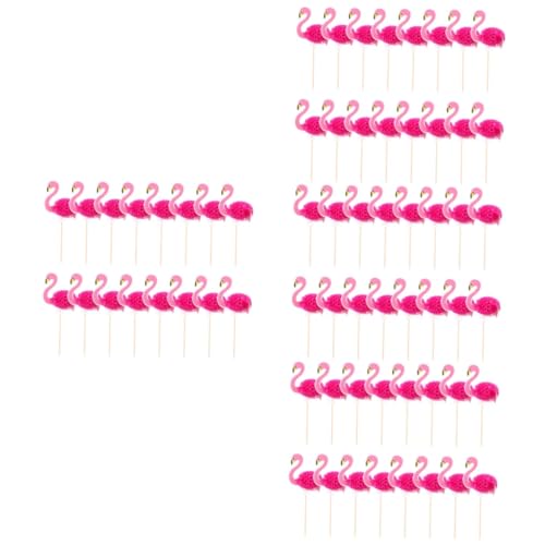 TOPBATHY 120 Stk Flamingo-Kuchen-Einsatz hawaiianische Cupcake-Topper-Sticks Ornament Obstkuchen Kucheneinsätze in einfachem Design Cupcake-Picks Hochzeit Dekorationen Zubehör 3d Holz von TOPBATHY