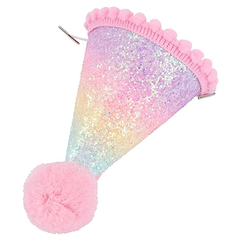 TOPBATHY 1stk Geburtstagshut Baby Geburtstag Kopfschmuck Kopfbügel Für Kopfhörer Partykegelhut Baby-geburtstagsmütze Prinzessin Geburtstag Regenbogen Tiara Bommel Kind Hündchen Glitzertuch von TOPBATHY