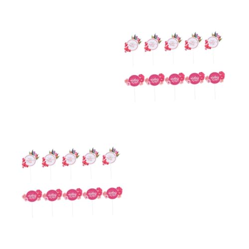TOPBATHY 2 Sätze Kucheneinsatz Hichzeitstortendeko Hochzeitstorten Dekoration Muttertags-dessert-topper Mama Cupcake Picks Kuchen Fügt Karten Ein Kuchendeckel Papier Rot 10 Stück * 2 von TOPBATHY