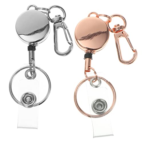 TOPBATHY 2 Stück Einziehbarer Ausweishalter mit Schlüsselanhänger Metall Id Badge Halter für Ausweis und Schlüssel für Büro und Industriearbeiter Silber Roségold TOPBATHY 2 Stück Einziehbarer Ausweishalter mit Schlüsselanhänger Metall Id Badge Halter für Ausweis und Schlüssel für Büro und Industriearbeiter Silber Roségold von TOPBATHY
