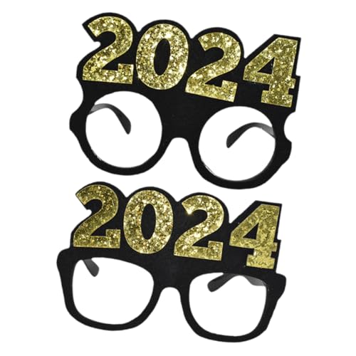 TOPBATHY 2 Stück Neujahrsbrillen Lustige Partybrillen für Festlichkeiten Zusammenkünfte Retro Design mit Quadratischen und Runden für Unvergessliche von TOPBATHY