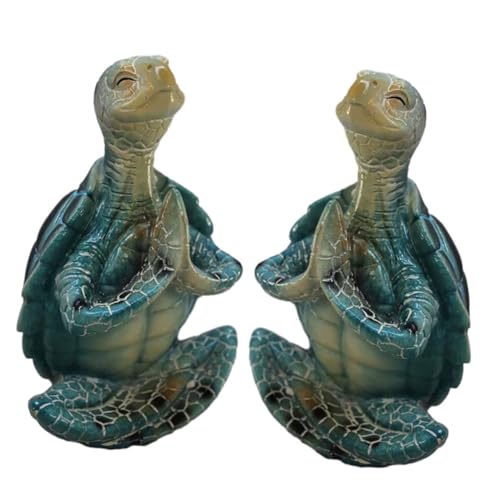TOPBATHY 2Pcs Schildkrötenstatuen-Ornamente Zen-Gartendekoration im Freien solare gartenornamente Zen Garten hühner Cute Decor Tierskulptur schildkrötenförmige Statue Harz von TOPBATHY