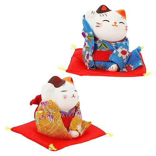 TOPBATHY 2st Glückliche Katze Katzentunnel Chinesische Katze Neon Katzenschmuck Für Den Garten Frauen Mit Katzenmotiv Vermögen Futterspender Feng-Shui-Figuren Glückskatze Ornamente Stoff von TOPBATHY