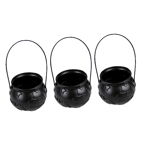 TOPBATHY 3 Stück Halloween-Süßigkeitsglas Streich Halloween süßigkeiten Halloween Party Set Halloween-Party-Set Lebensmittelaufbewahrungsglas Bonbonglas für Halloween Plastik Black von TOPBATHY
