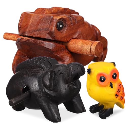 TOPBATHY 3 Stück Teiliges Holz Klangtier mit Frosch Schwein Eule Kreatives Holz Schlaginstrument Percussion Sound Block für Deko und Geschenk Naturbelassenes Musikspielzeug TOPBATHY 3 Stück Teiliges Holz Klangtier mit Frosch Schwein Eule Kreatives Holz Schlaginstrument Percussion Sound Block für Deko und Geschenk Naturbelassenes Musikspielzeug von TOPBATHY