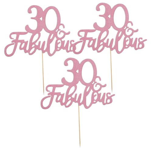 TOPBATHY 3stücke Geburtstagskuchendekoration Geburtstag Roségold Glitzer Tortenaufsatz Für Party Für Cupcakes Und Desserts Geeignet Wiederverwendbar von TOPBATHY