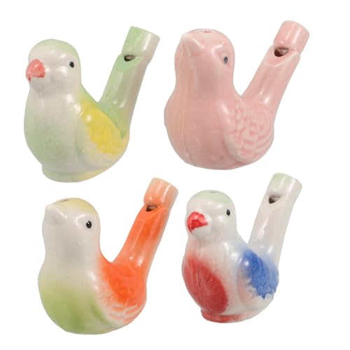 TOPBATHY 4 Stück Keramik Vogelpfeifen Bunte Pfeifen mit Seil Spielzeug für Kinder und Erwachsene für Vogelbeobachtung und Camping von TOPBATHY