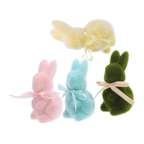 TOPBATHY Bezaubernde Osterhasen-Ornamente – 4 Weiche Moosfiguren Als Tischdekoration von TOPBATHY