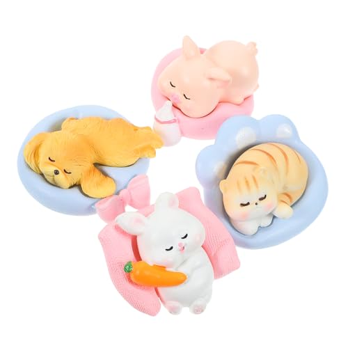 TOPBATHY 4 Stück Tierische Autoverzierungen Mini-welpen-Statue Hase Tortenaufsätze Mit Tieren Mini-Terrarium-Ornament Figuren Zubehör Für Feengärten Kleine Spielsachen Harz von TOPBATHY