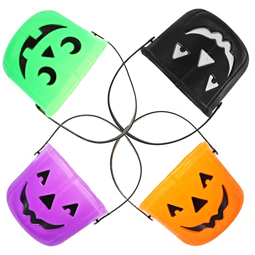 TOPBATHY 4 Stück tragbarer Kürbiseimer Kürbis-Bonbontüten Tasche für Halloween-Gefälligkeiten Halloween Kinder Geschenke Halloween behälter für süßigkeiten Süßigkeitenglas Handtaschen Korb von TOPBATHY