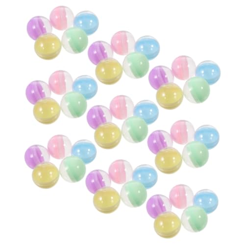 TOPBATHY 50 Stück Halbtransparente Macaron Farbige Leere Automatenkapseln Rundkapseln aus Stabilem Kunststoff Nachfüllbare Behälter für Süßigkeiten DIY und Partydeko von TOPBATHY