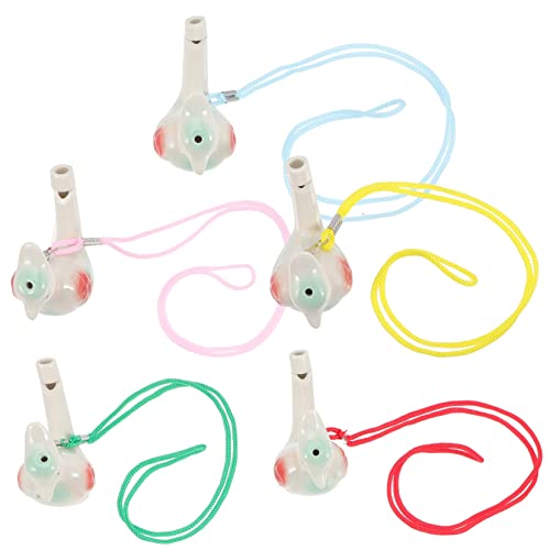 TOPBATHY Vogelpfeifen Aus Keramik Für Kinder 5 Stück Musikspielzeug Zum Aufhängen Seil Sicher Und Bequem Für Kleinkinder Zufällige Farbe von TOPBATHY