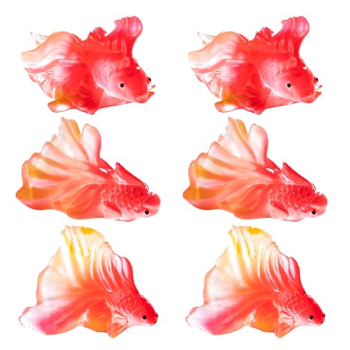 TOPBATHY 6 Stück DIY niedliche Tischdekoration Aquarium zubehör Aquarium Dekoration Aquarien Zubehör winzige gefälschte Fischschale Kleine Aquariendekoration winzige Spielsachen Harz rot von TOPBATHY