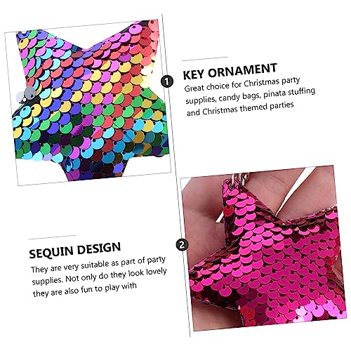 TOPBATHY 8 Stück Teiliges Weihnachts Schlüsselanhänger mit Wendepailletten Bunte Fünfzackige Stern Anhänger Multifunktionale Taschen und Rucksackdeko Geschenkidee für Weihnachten von TOPBATHY