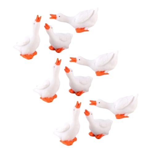 TOPBATHY 9St Ornamente Teichbeleuchtung solarbetrieben Gans-Statue Riesengans Rasenschmuck im Freien Bienendekor Tierskulptur Mikro-Gänsefigur Desktop-Tiermodell Desktop-Ornament Harz Weiß von TOPBATHY