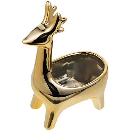 TOPBATHY Hirsch Aufbewahrung Ornamente Figur Schmuckschale Tablett Ring Schmuckhalter Schmucktablett Präsentationsständer Schmuckständer Schmucktablett Schlüsselhalter Schale Samt von TOPBATHY