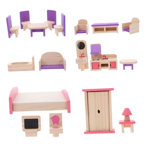 TOPBATHY Holz Puppenhaus Möbel Set für Miniatur DIY Möbel Zubehör für Fantasievolles für und Interaktion von TOPBATHY