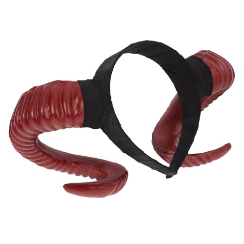 TOPBATHY Horn-stirnband Für Cosplay Stirnband Mit Widderhörnern Kopfschmuck Aus Tierhorn Ziegenhörner Haarband Halloween-teufelshorn-stirnband Haarband Aus Schafshorn Rot Plastik von TOPBATHY