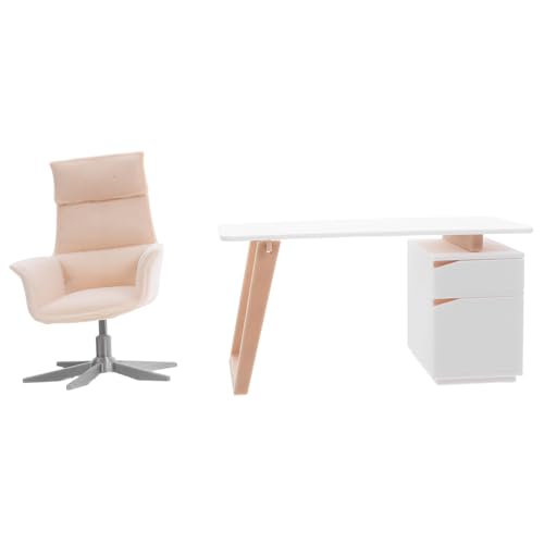 TOPBATHY Maßstab Dollhouse Office Desk und Stuhl Realistische Miniatur Schreibtisch Möbel für Puppenhaus Dekoration Robustes Tragbares DIY Zubehör für Kreatives Rollenspiel von TOPBATHY