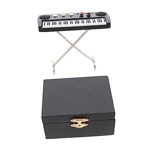 TOPBATHY Mini-Tastatur Miniatur-Keyboard Winziges Klavier Mit Bank Miniaturklavier Mit Tastatur Weihnachtsfiguren Zum Sammeln Künstliches Synth-Modell Musik Kunsthandwerk Holz von TOPBATHY