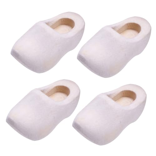 TOPBATHY Miniatur Holzschuhe 2 Paare Unbemalt für Puppenhaus Selbstgemacht Projekte Glatte Oberfläche Robuste Holzmaterialien Dekorative Klompen als Zubehör von TOPBATHY