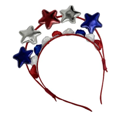 TOPBATHY Pentagramm-Stirnband party haarreifen rotes stirnband - Festliche Haarreif Neonband rotes weißes und blaues Haarzubehör Cosplay-Kopfschmuck Unabhängigkeitstag Haarband Eisendraht von TOPBATHY