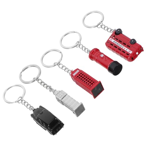 TOPBATHY London Bus Modell Schlüsselanhänger 5er Set Booth Mailbox Und Taxi Charm Für Reise-souvenirs von TOPBATHY