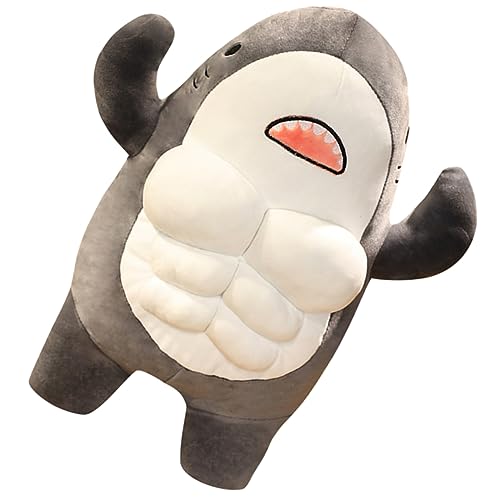 TOPBATHY Stoffhai Kuscheltier Weiches Waschbares Plüschtier im Muskulösen Haifischdesign für Schlafzimmer Wohnzimmer und Autos für Meerestier Fans von TOPBATHY