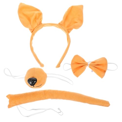 TOPBATHY Tierkostüm Zubehör Süßes Känguru Ohren Haarnadeln Cosplay Accessoire Mit Nase Und Schleife Für Halloween Karneval Und Themenpartys von TOPBATHY