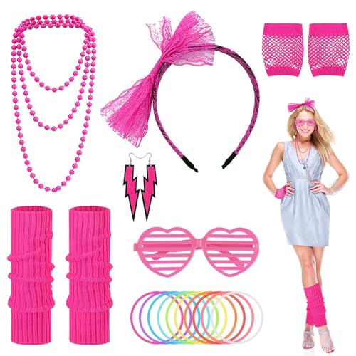 80er Jahre Kostüme Mottoparty 80er Jahre Outfit Neon Party Outfit 80er Kostüm Accessoires mit Netzhandschuhen Beinwärmern Stirnband Brille Ohrringen Halskette Armband für Party-Foto-Requisiten 80er Jahre Kostüme Mottoparty 80er Jahre Outfit Neon Party Outfit 80er Kostüm Accessoires mit Netzhandschuhen Beinwärmern Stirnband Brille Ohrringen Halskette Armband für Party-Foto-Requisiten von TOPBELIEF