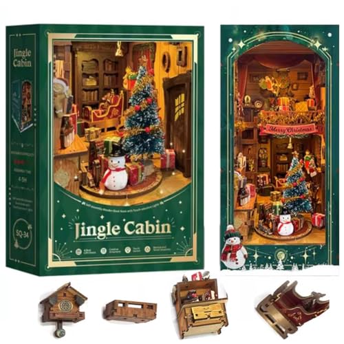 DIY Book Nook Kit, DIY Dollhouse Booknook Booknook Bookshelf Insert Decor, 3D Wooden Puzzles with LED, Halloween Christmas Birthday Gift Home Decor for Adults von TOPBSFARNY