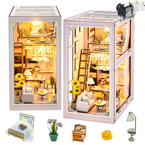 DIY Puppenhaus Booknook Bücherregal Einsatz 3D Holzpuzzle Buchstütze für Buch/Zimmer Dekor, Miniatur Modell Haus mit LED Licht Book Nook Kits für Geburtstag Valentinstag Geschenke DIY Puppenhaus Booknook Bücherregal Einsatz 3D Holzpuzzle Buchstütze für Buch/Zimmer Dekor, Miniatur Modell Haus mit LED Licht Book Nook Kits für Geburtstag Valentinstag Geschenke von TOPBSFARNY