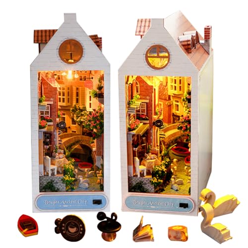 DIY Puppenhaus Booknook Bücherregal Einsatz 3D Holzpuzzle Buchstütze für Buch/Zimmer Dekor, Miniatur Modell Haus mit LED Licht Book Nook Kits für Geburtstag Valentinstag Geschenke DIY Puppenhaus Booknook Bücherregal Einsatz 3D Holzpuzzle Buchstütze für Buch/Zimmer Dekor, Miniatur Modell Haus mit LED Licht Book Nook Kits für Geburtstag Valentinstag Geschenke von TOPBSFARNY