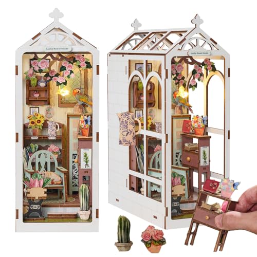 TOPBSFARNY Miniatur-Buchregal DIY Miniatur-Haus mit LED-Licht, Bücherregal Einsatz, Dekor, Holz Buchstütze, Handwerk, Hobby, Geschenke für Frauen/Männer, Geburtstag, Abschluss TOPBSFARNY Miniatur-Buchregal DIY Miniatur-Haus mit LED-Licht, Bücherregal Einsatz, Dekor, Holz Buchstütze, Handwerk, Hobby, Geschenke für Frauen/Männer, Geburtstag, Abschluss von TOPBSFARNY